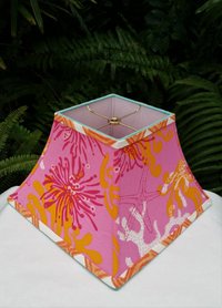 Hot Pink Lilly Pulitzer Fabric Lampshade, Square Bell Lamp Shade