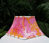 Hot Pink Lilly Pulitzer Fabric Lampshade, Square Bell Lamp Shade