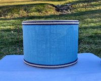 Sky Blue Burlap Lampshade, Drum Lamp Shade