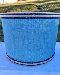 Sky Blue Burlap Lampshade, Drum Lamp Shade