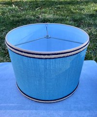 Sky Blue Burlap Lampshade, Drum Lamp Shade