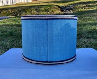 Sky Blue Burlap Lampshade, Drum Lamp Shade