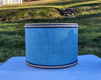 Sky Blue Burlap Lampshade, Drum Lamp Shade