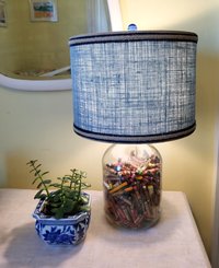 Sky Blue Burlap Lampshade, Drum Lamp Shade
