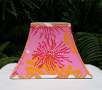 Hot Pink Lilly Pulitzer Fabric Lampshade, Square Bell Lamp Shade