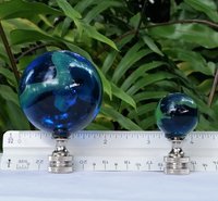 Blue Green Lamp Finial, Glass Marble