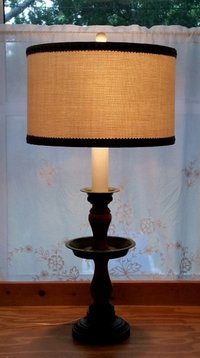 Vintage Spindle Lamp,  New Lampshade