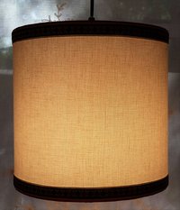 White Linen Drum Lampshade, Vintage Red Olive Trim Lamp Shade