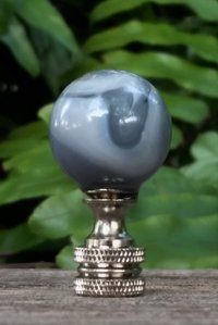 Gray Lamp Finial, White Swirls