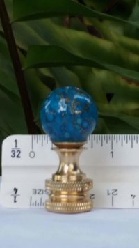 Small Turquoise Lamp Finial, Gold Accents