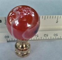 Orange Black Lamp Finial, Iridescent Glass