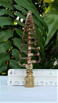 Sea Shell Lamp Finial, Large Brown Center Cut