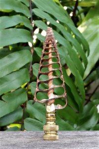 Sea Shell Lamp Finial, Large Brown Center Cut