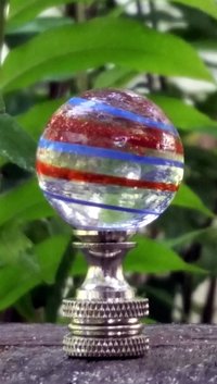 Red Blue Stripe Lamp Finial, Clear Base