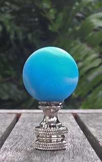 Light Blue Lamp Finial, White, Frosted Glass