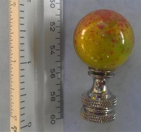 Yellow Lamp Finial, Green, Orange Specks
