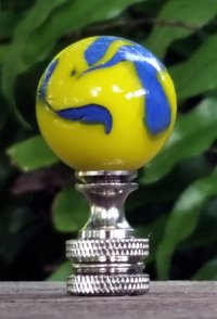 Lamp Finial, Yellow, Cobalt Blue