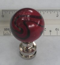 Red Lamp Finial, Black Swirls