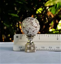 Lamp Finial, Pearl White, Brown, Glass