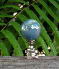 Gray Lamp Finial, Blue, Green Swirls