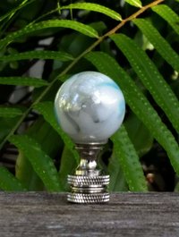 Pearl White Lamp Finial, Blue Black and Gray