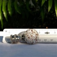 Lamp Finial, Pearl White, Brown, Glass