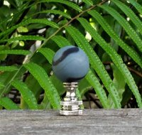 Gray Lamp Finial, Black, Frosted Glass