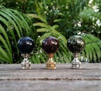 Black Lamp Finial, Blue Red Yellow or White Specks