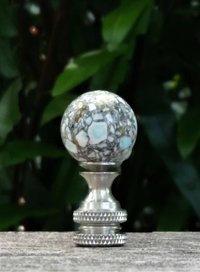 Small Lamp Finial, Sky Blue, Gray, White