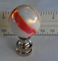 Pearl White Lamp Finial, Orange, Iridescent