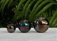 Lamp Finial, Black, Rainbow, Glass Marble