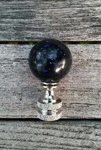 Black Lamp Finial, Blue Red Yellow or White Specks