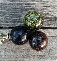 Black Lamp Finial, Blue Red Yellow or White Specks