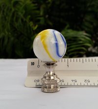 White Lamp Finial, Blue, Yellow