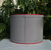 Black Gingham Lamp Shade, Drum Lampshade, Custom