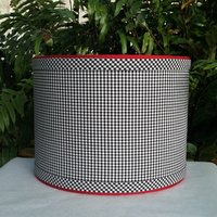 Black Gingham Lamp Shade, Drum Lampshade, Custom