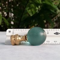 Blue or Teal Green Lamp Finial, Frosted Glass