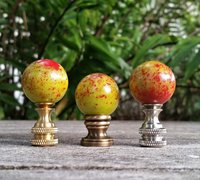 Yellow Lamp Finial, Green, Orange Specks
