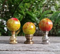 Yellow Lamp Finial, Green, Orange Specks