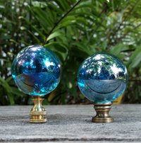 Large Turquoise Lamp Finial, Iridescent