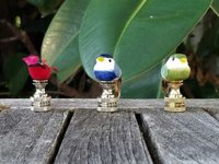 Small Bird Lamp Finial, Blue Green or Red