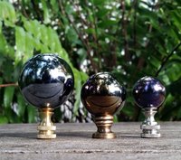 Lamp Finial, Black, Rainbow, Glass Marble