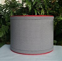 Black Gingham Lamp Shade, Drum Lampshade, Custom