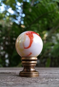 Pearl White Lamp Finial, Orange, Iridescent