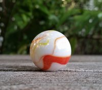 Pearl White Lamp Finial, Orange, Iridescent