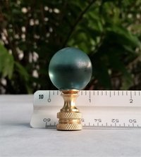 Blue or Teal Green Lamp Finial, Frosted Glass