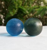 Blue or Teal Green Lamp Finial, Frosted Glass