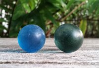 Blue or Teal Green Lamp Finial, Frosted Glass