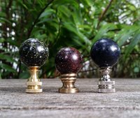 Black Lamp Finial, Blue Red Yellow or White Specks