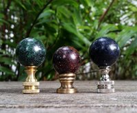 Black Lamp Finial, Blue Red Yellow or White Specks